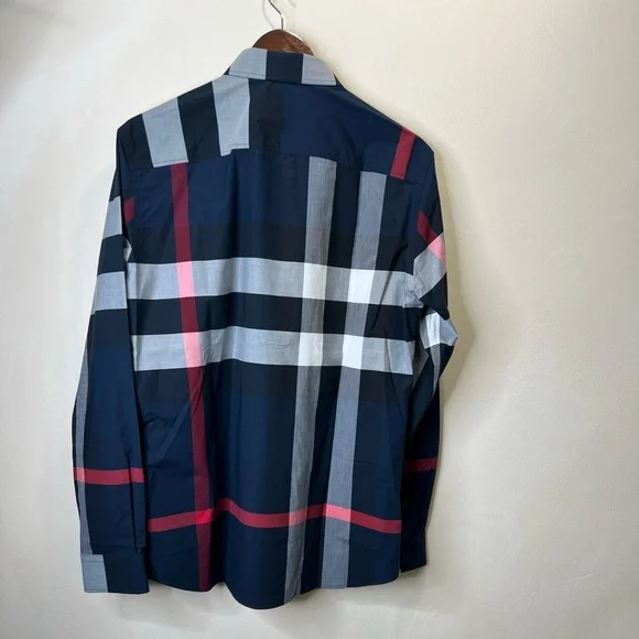 BURBERRY Check Stretch Poplin Shirt Size M